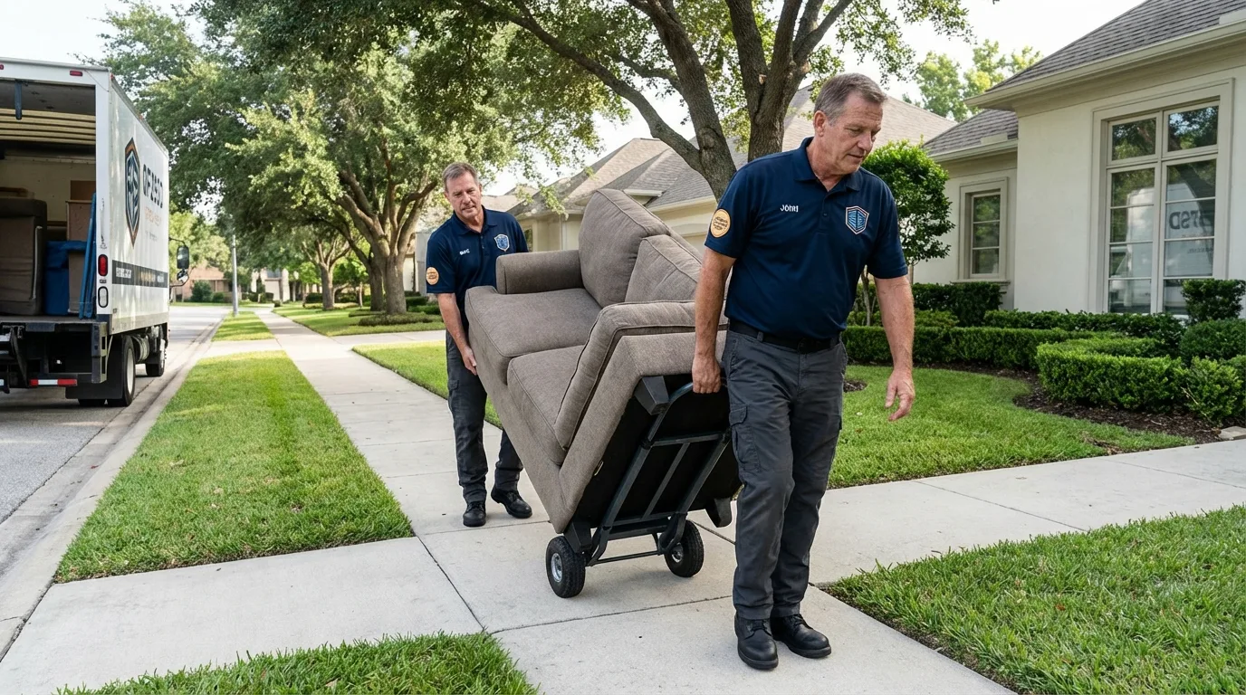 Local residential moving crew loading furniture in Langley, WA
